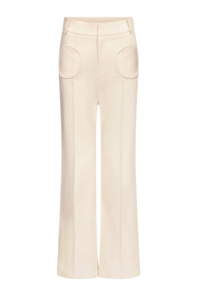 Destree Denim ecru flared pants with circular pocket details - Destree - Graphic Parisian Fashion - Shop at Luxury Shoes 