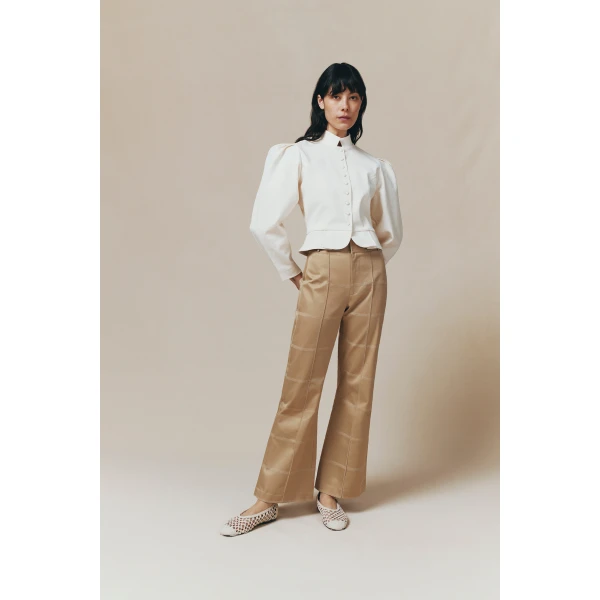Destree Denim ecru puff sleeve jacket - Destree - Graphic Parisian Fashion - Shop at Luxury Shoes 