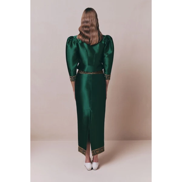 Destree Forest satin puff sleeves jacket with embroidered details - Destree - Graphic Parisian Fashion - Shop at Luxury Shoes 