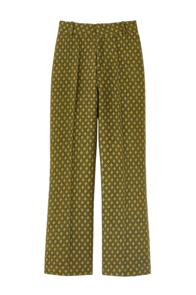 Destree Green jacquard straight pants - Destree - Graphic Parisian Fashion - Shop at Luxury Shoes 