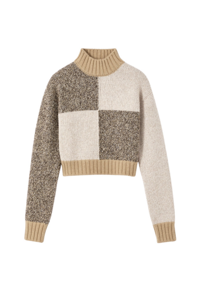 Destree Patchwork cropped sweater in merino wool blend - Destree - Graphic Parisian Fashion - Shop at Luxury Shoes 