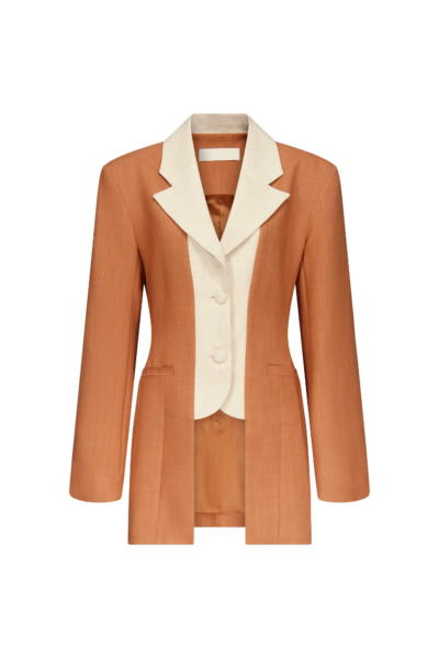 Destree Two-tone camel jacket with contrasting lapel - Destree - Graphic Parisian Fashion - Shop at Luxury Shoes 