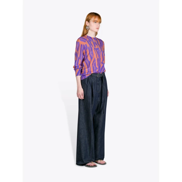 Dries Van Noten Belted Denim Pants - Dries Van Noten Pants - Belgian Fashion Design - Shop at Luxury Shoes 