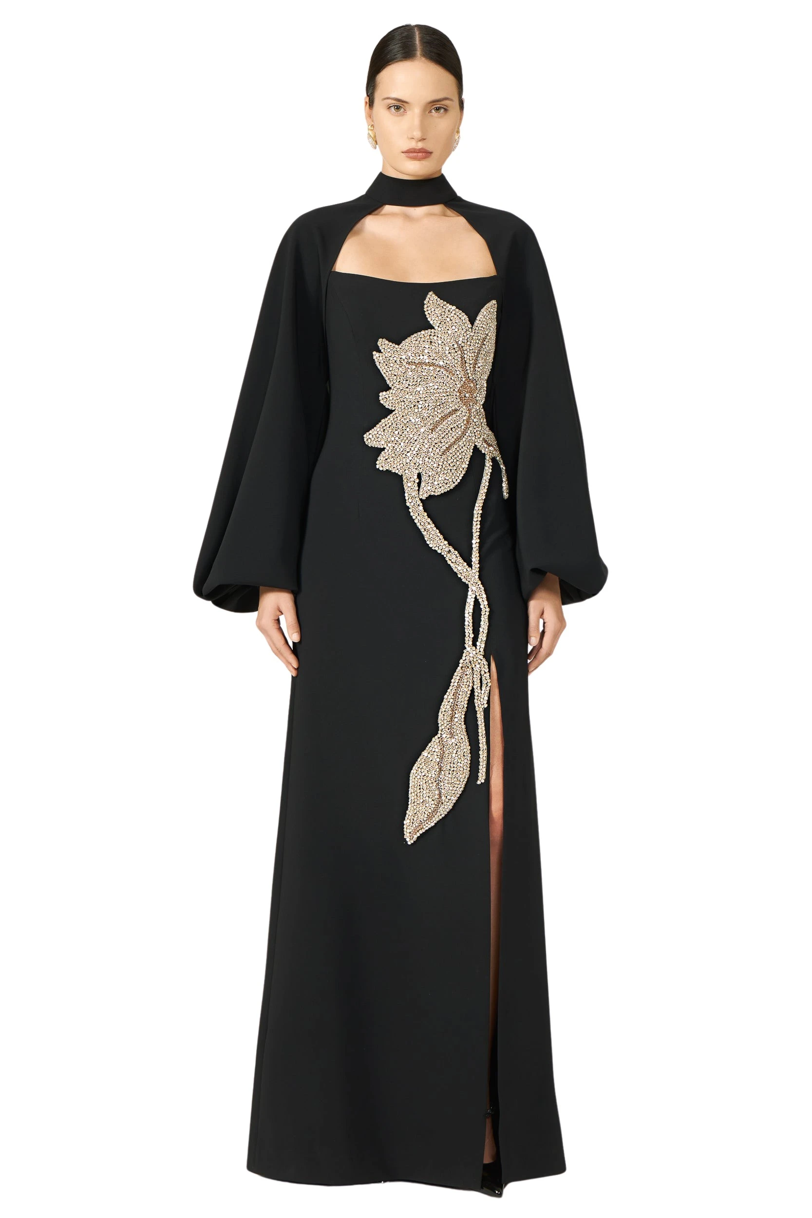 Fara-Crepe-Crystal-Gown-Costarellos-Dresses20153_nobg Costarellos Dresses - Romantic Greek Lace - Shop at Luxury Shoes