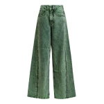 Essentiel Antwerp Green overdye wide-leg contrast panel jeans - Essentiel Antwerp Pants - Colorful Belgian Design - Shop at Luxury Shoes 