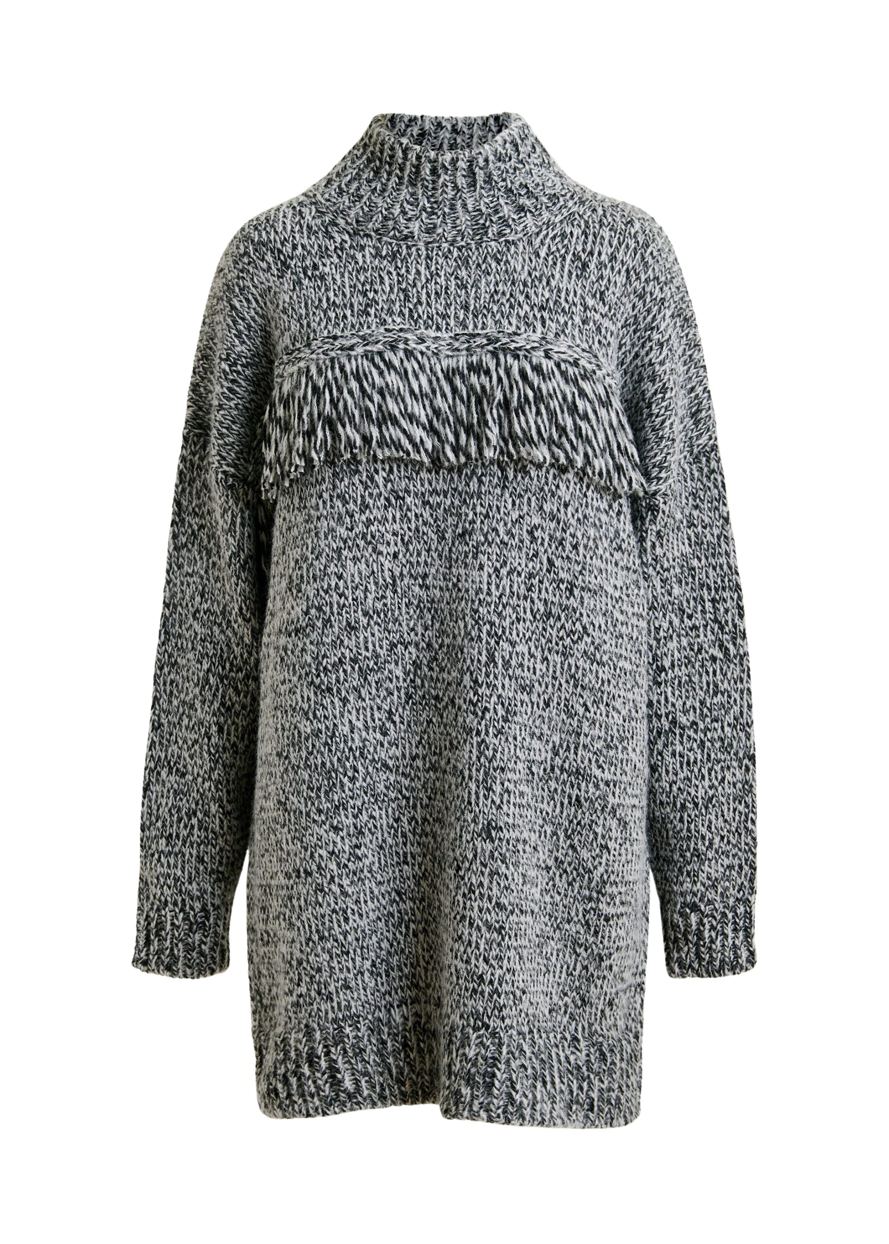 Grey-and-black-wool-blend-sweater-with-fringe-details-Essentiel-Antwerp-Knitwear-scaled50568_nobg Essentiel Antwerp Grey and black wool-blend sweater with fringe details - Essentiel Antwerp Knitwear - Colorful Belgian Design - Shop at Luxury Shoes