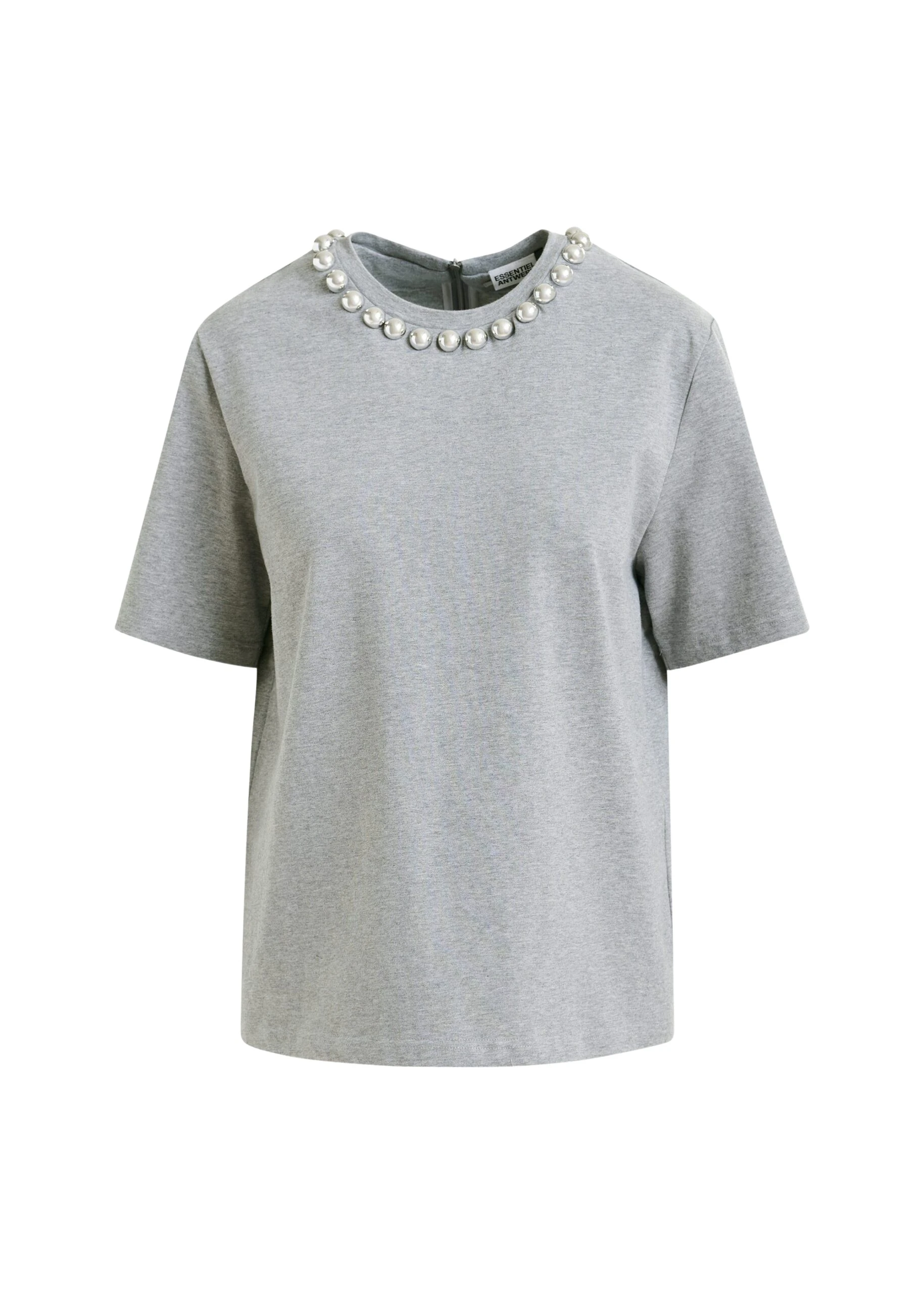 Grey-and-silver-cotton-T-shirt-with-metallic-pearl-style-embellishments-Essentiel-Antwerp-Shirts-scaled35769_nobg Essentiel Antwerp Grey and silver cotton T-shirt with metallic pearl-style embellishments - Essentiel Antwerp Shirts - Colorful Belgian Design - Shop at Luxury Shoes