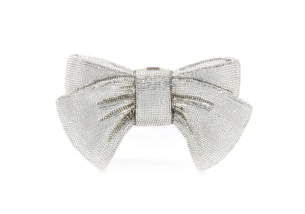 Judith Leiber Just For You Bow Silver Designer Handbag - Judith Leiber Crystal Clutch - Luxury Evening Bag - Shop at Luxury Shoes 
