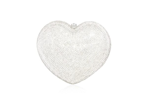 Judith Leiber L'Amour Petit Coeur Silver - Judith Leiber Crystal Clutch - Luxury Evening Bag - Shop at Luxury Shoes 