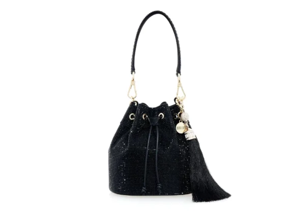 Judith Leiber Piper Bucket Black - Judith Leiber Crystal Clutch - Luxury Evening Bag - Shop at Luxury Shoes 