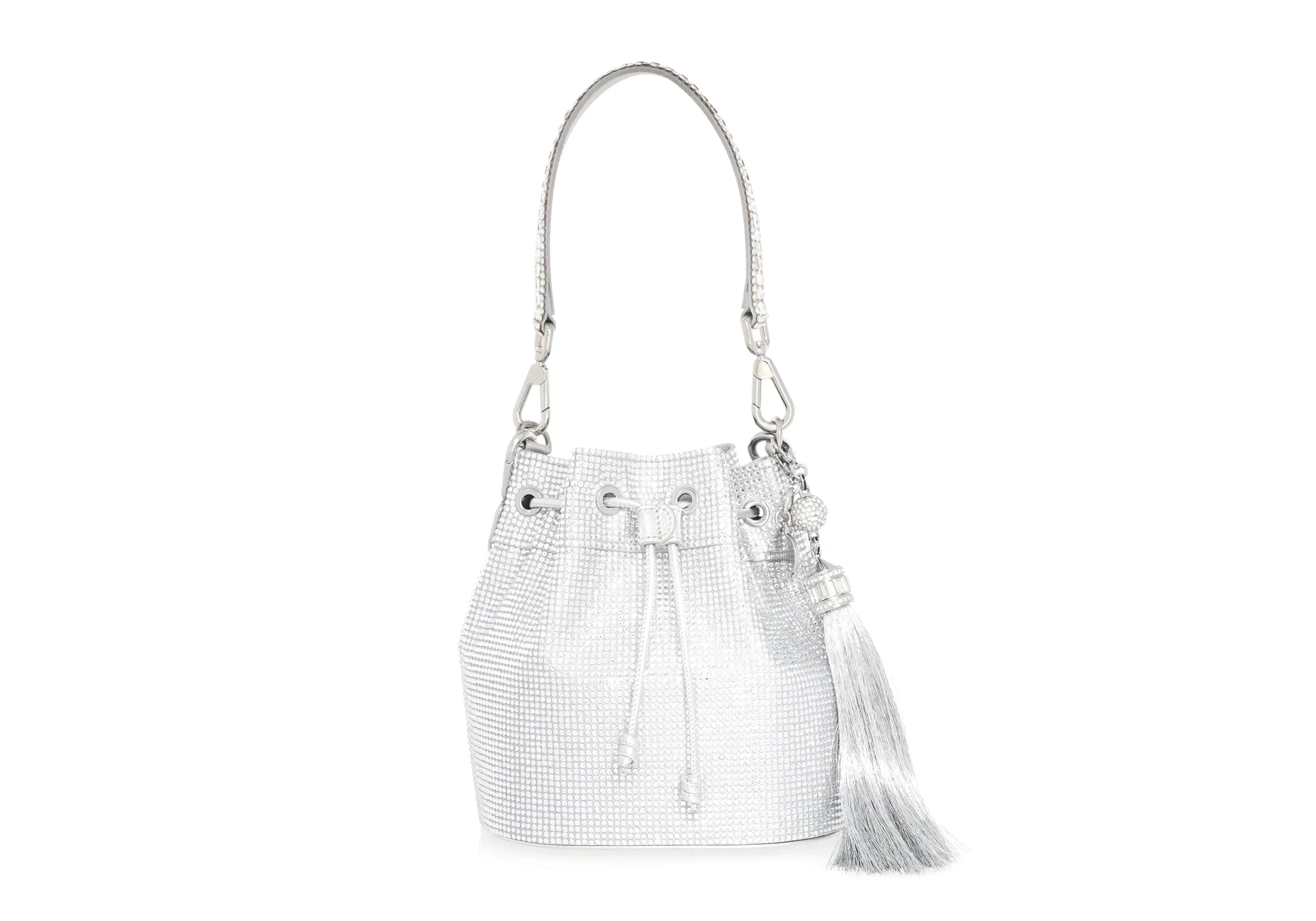 Judith Leiber Piper Bucket Silver Drawstring Bag - Judith Leiber Crystal Clutch - Luxury Evening Bag - Shop at Luxury Shoes Judith Leiber Piper Bucket Silver Drawstring Bag - Judith Leiber Crystal Clutch - Luxury Evening Bag - Shop at Luxury Shoes