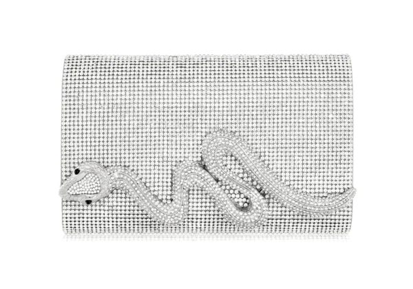 Judith Leiber Serpent Fizzoni Silver - Judith Leiber Crystal Clutch - Luxury Evening Bag - Shop at Luxury Shoes 
