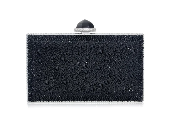 Judith Leiber Skylar Crystal Caviar Black - Judith Leiber Crystal Clutch - Luxury Evening Bag - Shop at Luxury Shoes 