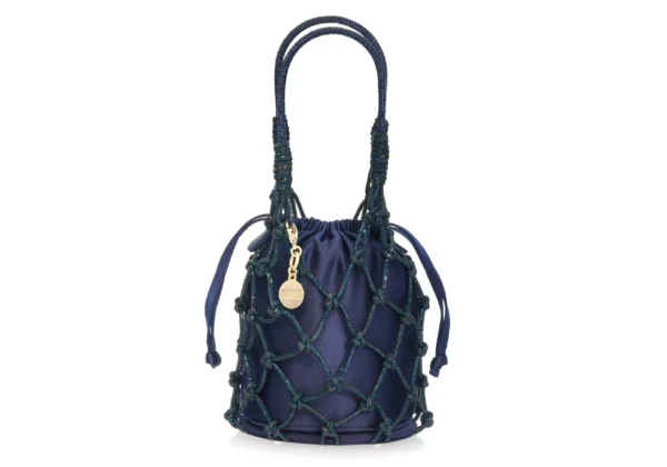 Judith Leiber Sparkle Net Pouch Navy - Judith Leiber Crystal Clutch - Luxury Evening Bag - Shop at Luxury Shoes 