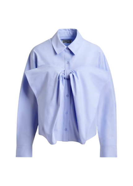 Essentiel Antwerp Light blue bow-detailed cotton-blend shirt - Essentiel Antwerp Shirts - Colorful Belgian Design - Shop at Luxury Shoes 