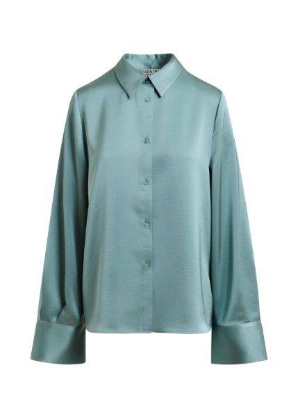 Essentiel Antwerp Light blue oversized satin shirt with button placket - Essentiel Antwerp Shirts - Colorful Belgian Design - Shop at Luxury Shoes 