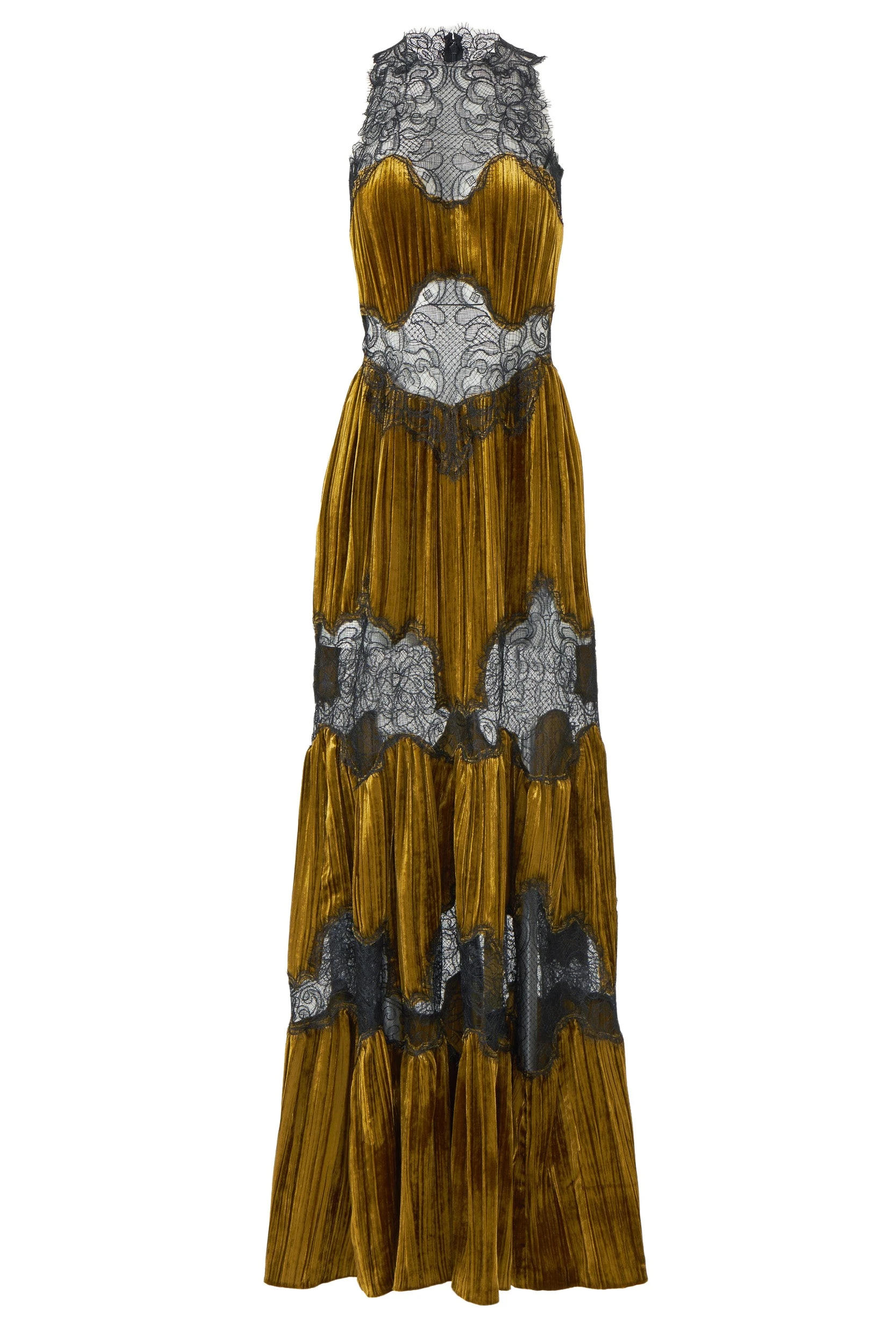 Nassia-Plisse-Silk-Velvet-Lace-Gown-Costarellos-Dresses85929_nobg Costarellos Dresses - Romantic Greek Lace - Shop at Luxury Shoes