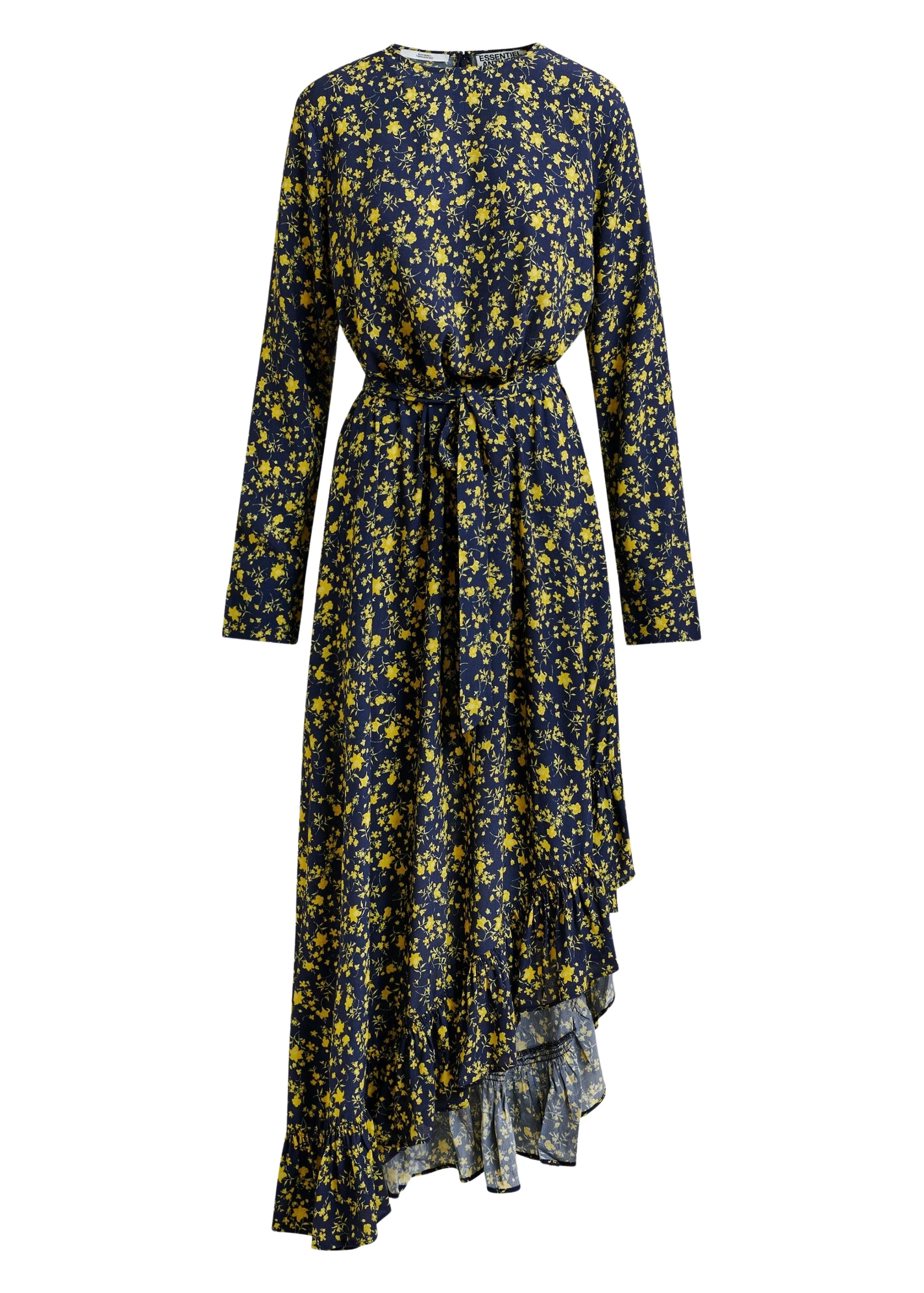 Navy-and-yellow-asymmetrical-floral-midi-dress-Essentiel-Antwerp-Dresses-scaled40023_nobg Essentiel Antwerp Navy and yellow asymmetrical floral midi dress - Essentiel Antwerp Dresses - Colorful Belgian Design - Shop at Luxury Shoes