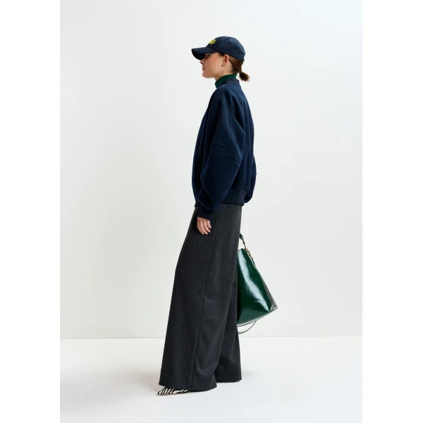 Essentiel Antwerp Navy oversized wool bomber jacket - Essentiel Antwerp Jackets - Colorful Belgian Design - Shop at Luxury Shoes 