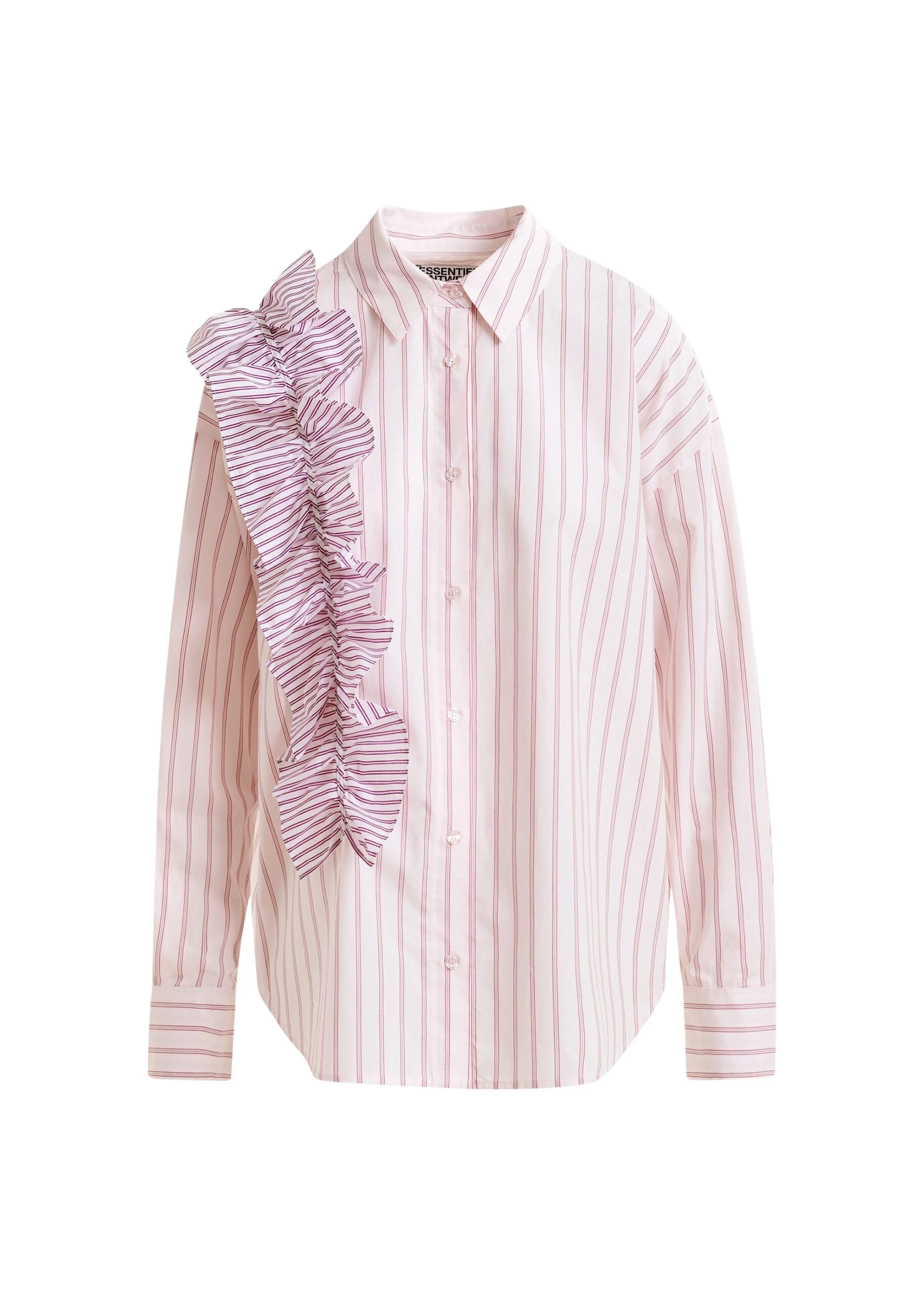 Off-white-and-red-striped-cotton-shirt-with-ruffle-detail-Essentiel-Antwerp-Shirts-scaled69418_nobg Essentiel Antwerp Off-white and red striped cotton shirt with ruffle detail - Essentiel Antwerp Shirts - Colorful Belgian Design - Shop at Luxury Shoes