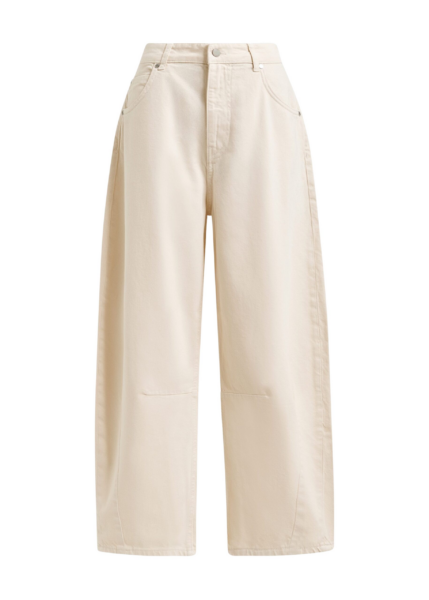 Essentiel Antwerp Off-white cotton cropped barrel-leg jeans - Essentiel Antwerp Pants - Colorful Belgian Design - Shop at Luxury Shoes 