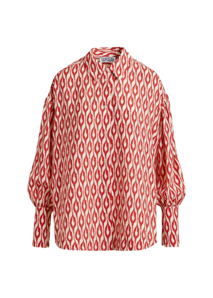 Essentiel Antwerp Orange and beige printed shirt - Essentiel Antwerp Shirts - Colorful Belgian Design - Shop at Luxury Shoes 