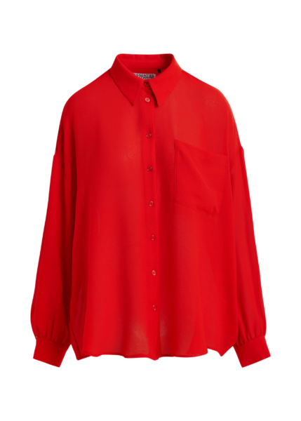 Essentiel Antwerp Red fuffle-sleeve shirt - Essentiel Antwerp Shirts - Colorful Belgian Design - Shop at Luxury Shoes 