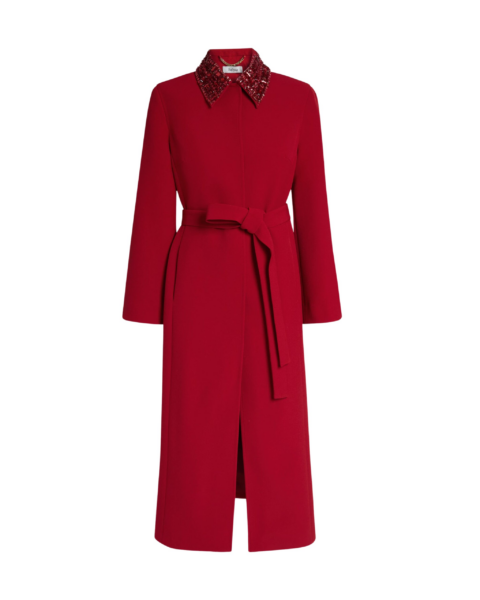 Safiyaa Lillita Jacket in Azalea Red with Multi-reds - Safiyaa Jackets - Heavy Crepe Cape Gown - Shop at Luxury Shoes 