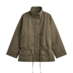 The Frankie Shop Alesie Drawstring Jacket - Olive Brown - Oversized Minimalist Jackets in Green - Shop at Luxury Shoes 