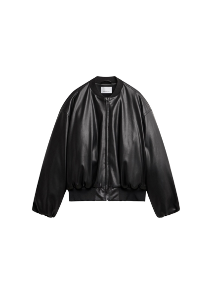 The Frankie Shop Arolla Faux Leather Draped Jacket - Black - Oversized Minimalist Jackets in Black - Shop at Luxury Shoes 