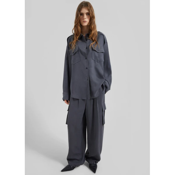The Frankie Shop Balsta Cargo Pants - Dark Grey - Oversized Minimalist Pants in Grey - Shop at Luxury Shoes 