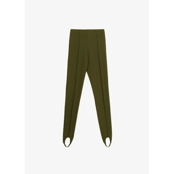 The Frankie Shop Caserta Stirrup Leggings - Olive - Oversized Minimalist Pants in Green - Shop at Luxury Shoes 