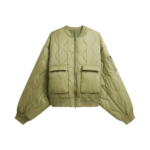 The Frankie Shop Halsey Quilted Bomber Jacket - Moss Green - Oversized Minimalist Jackets in Green - Shop at Luxury Shoes 