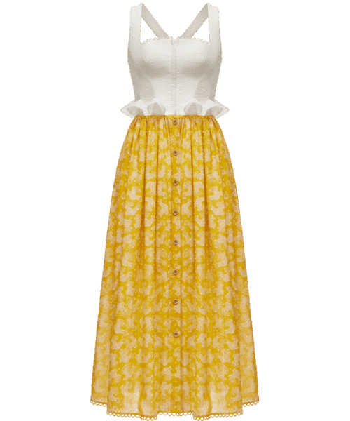 Ulyana Sergeenko Cotton and linen dress with a signature animal print - Ulyana Sergeenko Corset Dress - Russian Couture - Shop at Luxury Shoes 
