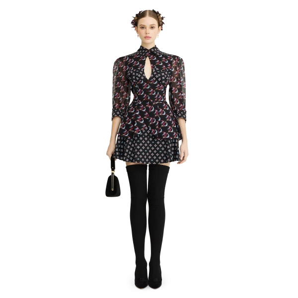 Ulyana Sergeenko Mini skirt made of silk with a signature print - Ulyana Sergeenko Corset Dress - Russian Couture - Shop at Luxury Shoes 
