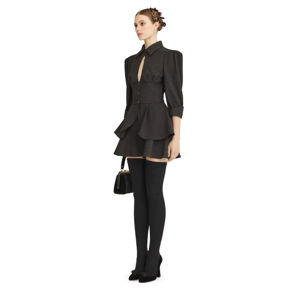 Ulyana Sergeenko Wool peplum blouse - Ulyana Sergeenko Corset Dress - Russian Couture - Shop at Luxury Shoes 