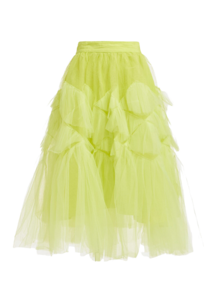 Essentiel Antwerp Yellow asymmetrical tiered tulle midi skirt - Essentiel Antwerp Skirts - Colorful Belgian Design - Shop at Luxury Shoes 