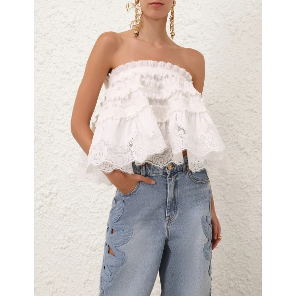 Elevate your elegance in this Zimmermann Tops available now at Luxury Shoes 