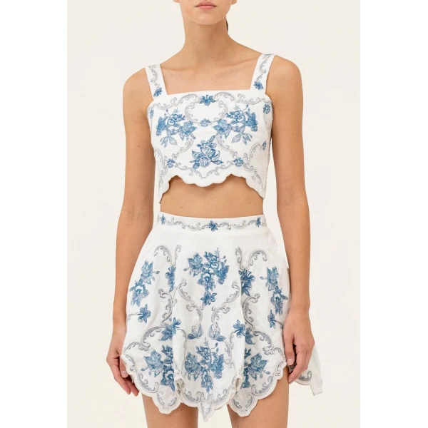 Agua by Agua Bendita Retrato Gloriosa Mini Skirt - Agua By Agua Bendita Skirts - Artisanal Colombian Resort Wear at Luxury Shoes 