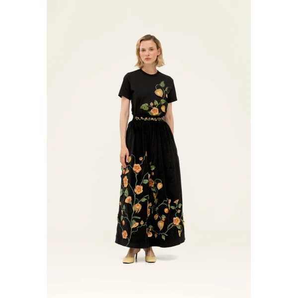 Agua by Agua Bendita Tangelo Uchuva Maxi Skirt - Agua By Agua Bendita Skirts - Artisanal Colombian Resort Wear at Luxury Shoes 