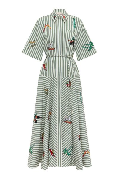 Alemais Bisou Embroidered Shirtdress  Sustainable Dresses with Alemais print -  Luxury Handbags Australian Designer