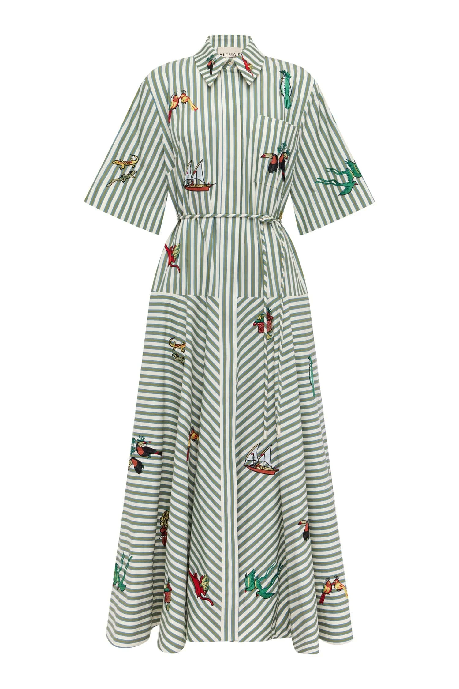 Bisou Embroidered Shirtdress by Alemais - Dresses Alemais Bisou Embroidered Shirtdress Sustainable Dresses with Alemais print - Luxury Handbags Australian Designer