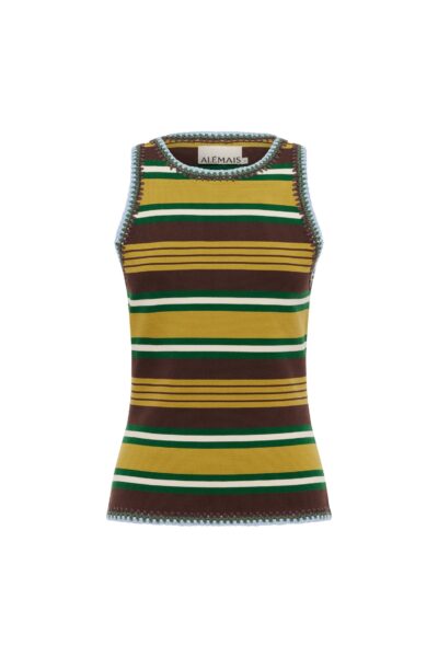 Alemais Clover Knit Top  Sustainable Tops with Alemais print -  Luxury Handbags Australian Designer