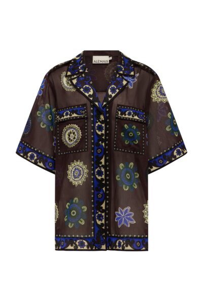 Alemais Jasper Relaxed Shirt  Sustainable Tops with Alemais print -  Luxury Handbags Australian Designer