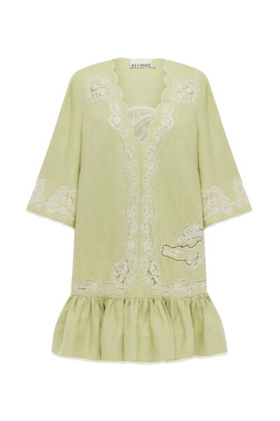 Alemais Louie Embroidered Mini Dress  Sustainable Dresses with Alemais print -  Luxury Handbags Australian Designer