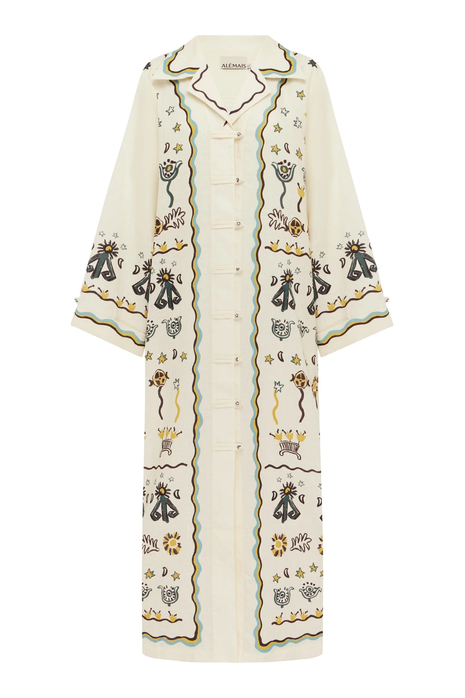 Sun Dancer Shirtdress by Alemais - Dresses Alemais Sun Dancer Shirtdress Sustainable Dresses with Alemais print - Luxury Handbags Australian Designer