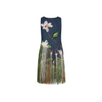 Oscar de la Renta Chiné Cyclamen Threadwork Fringe Shift Dress - Dresses - American Luxury Evening Wear at Luxury Shoes 