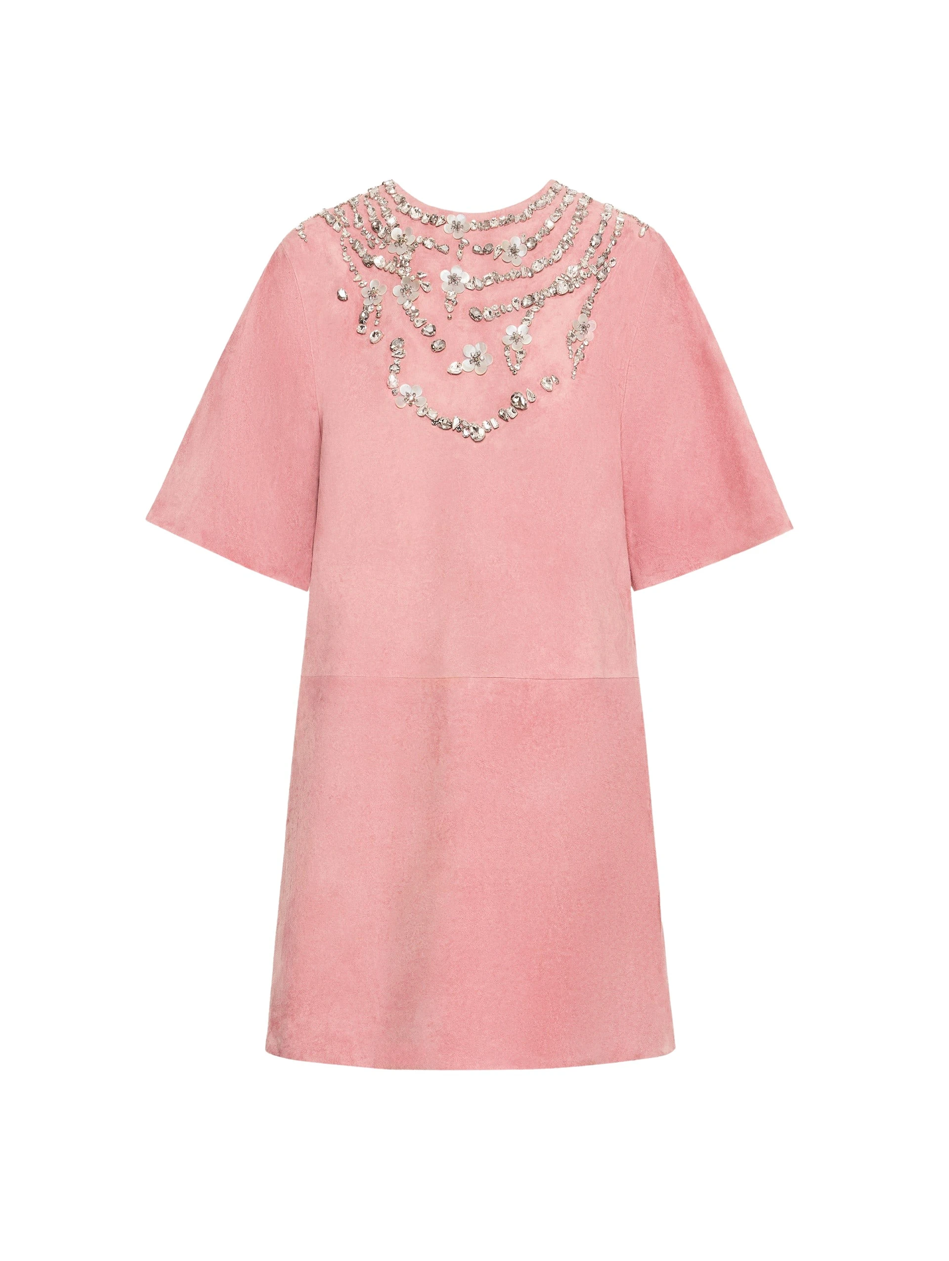 Crystal-Necklace-Embroidered-Suede-Dress-Oscar-de-la-Renta-Dresses21727_nobg Oscar de la Renta Crystal Necklace Embroidered Suede Dress - Dresses - American Luxury Evening Wear at Luxury Shoes