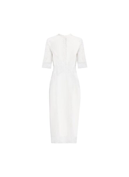 Elie Saab Cady And Lace Dress in White featuring  – Luxury Designer Fashion at Luxury Shoes .