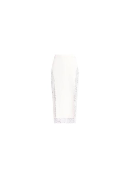 Elie Saab Cady And Lace Skirt in White featuring 43% Cotton